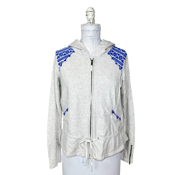 Anthropologie Lilka Embroidered Full Zip Jacket Women Small Peplum - Picture 2 of 11